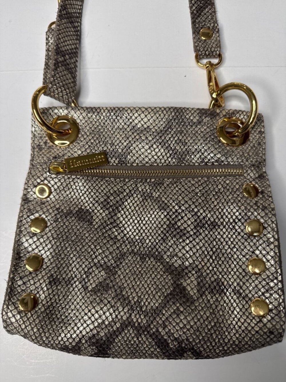 Hammitt Tony Small Crossbody Bistro Green Snake Embossed Leather